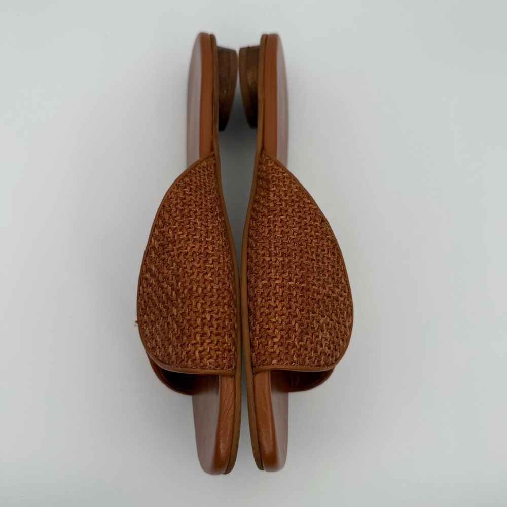 KAANAS Serene Brandy Sandal Woven Leather Brown Square Toe 9 Minimalist Neutral - Picture 7 of 15